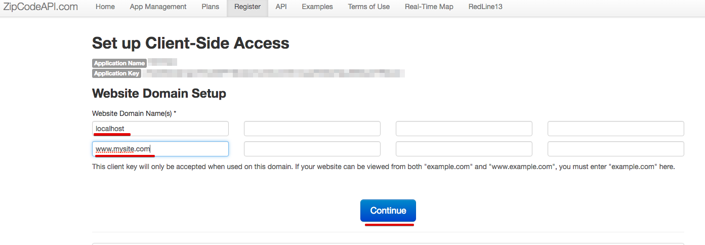 ZipCode API Client Side Domains